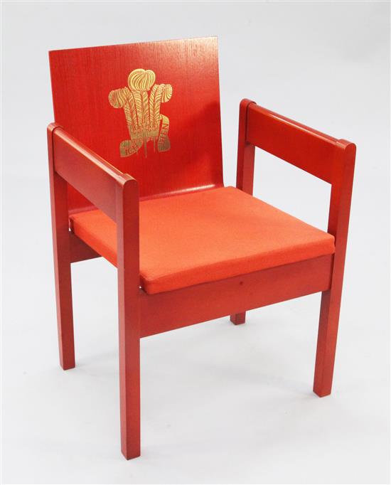 A Prince of Wales Investiture armchair, 1969, designed by Earl Snowdon, Carl Toms and John Pound,